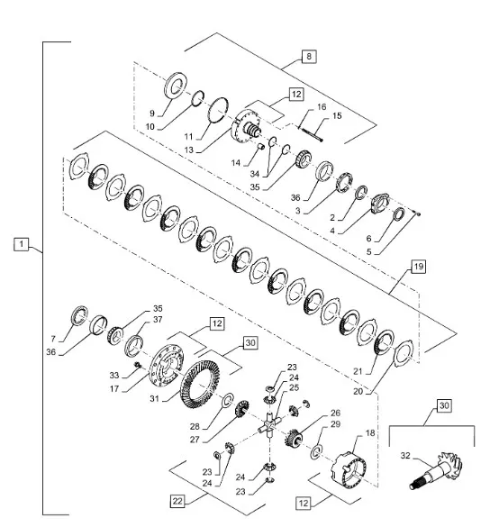 87404997 - Фланец муфты дифф. моста пер. DS с блок диф. 4кл. TGT8./Mg.