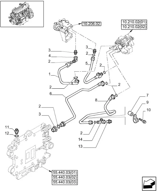 504127213 - Трубка топл. ТНВДблок упр. ДВС Cursor9K CS, CSX, CX6/8